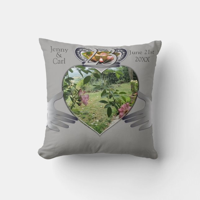 23rd Wedding Anniversary Photo Claddaugh  Throw Pi Cushion (Front)