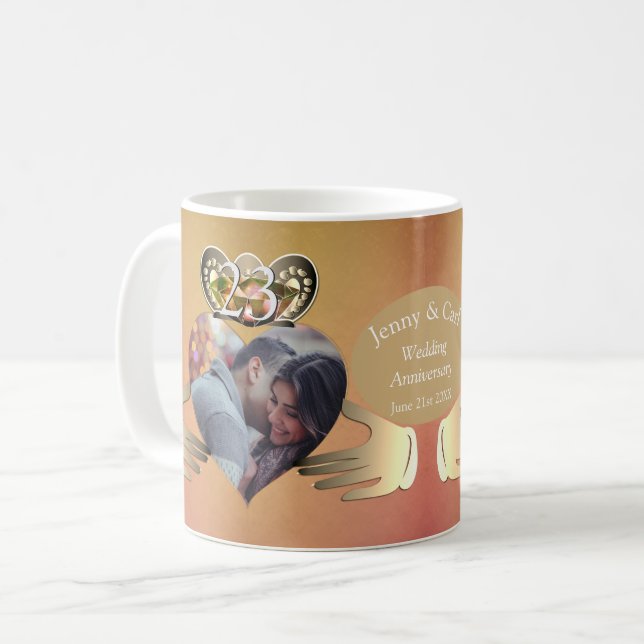 23rd Wedding Anniversary Photo Claddaugh Topaz Coffee Mug (Front Left)