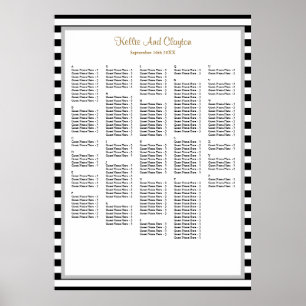 240 Black/White Stripes Wedding Seating Chart