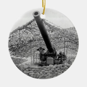 240mm howitzer of Battery B 697th Field Artillery Ceramic Tree Decoration