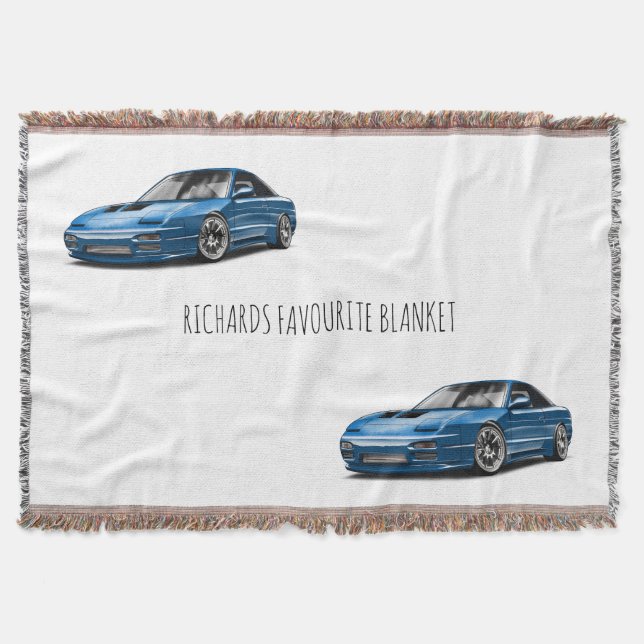 240sx blue car drawing  throw blanket (Front)