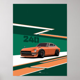 240Z Classic Orange Japanese Performance Poster
