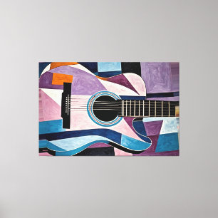 24_019, guitar, abstract, cubism, art canvas print