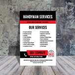 24/7 Handyman & Plumbing Services BLACK RED Flyer<br><div class="desc">Promote your 24-hour handyman or plumbing services with this bold, customisable flyer designed to grab attention fast. Featuring your phone number in a high-visibility layout and a clear 24/7 icon, it instantly signals emergency availability. All colours and text are fully editable, so you can match your brand and highlight key...</div>