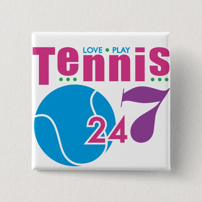 24/7 Tennis 15 Cm Square Badge (Front)