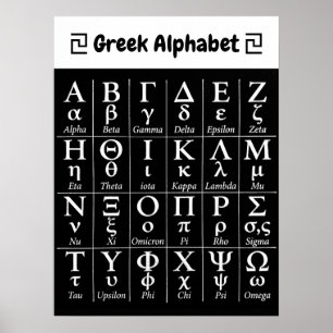 24 Ancient Greek Alphabet in Order Vertical Poster