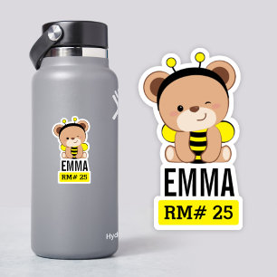 24 Baby Bear Bee Costume School Bottle Sticker