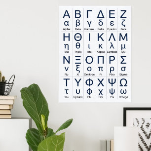 24 Full Greece Greek Alphabet Letters Order Poster