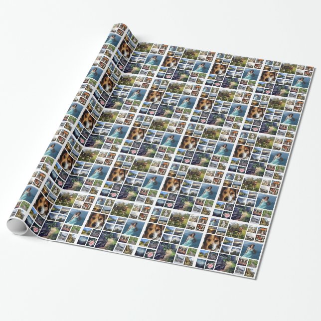 24 Fun Photos in Collage Personalised Wrapping Paper (Unrolled)