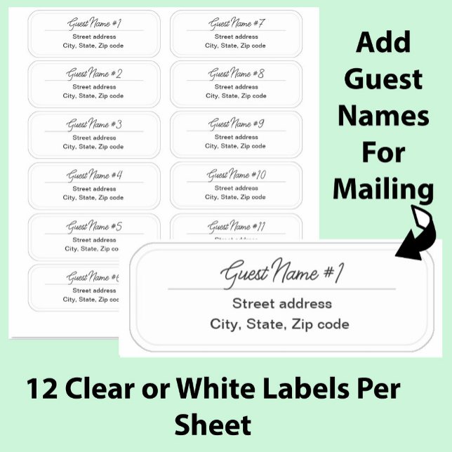 24 Guest Names Clear  Labels (Creator Uploaded)