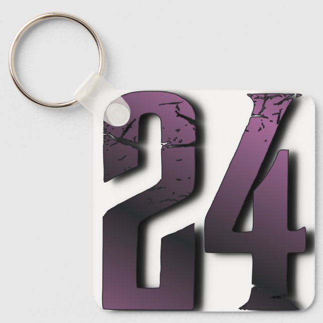 24 Hard Lines Keychain — Distressed Number Design (Front)