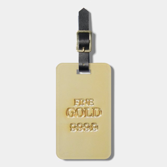 24 Karat Gold Bullion Bar Luggage Tag (Front Vertical)