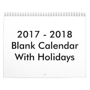 24 Months Blank Calendar 2017 - 2018 With Holidays
