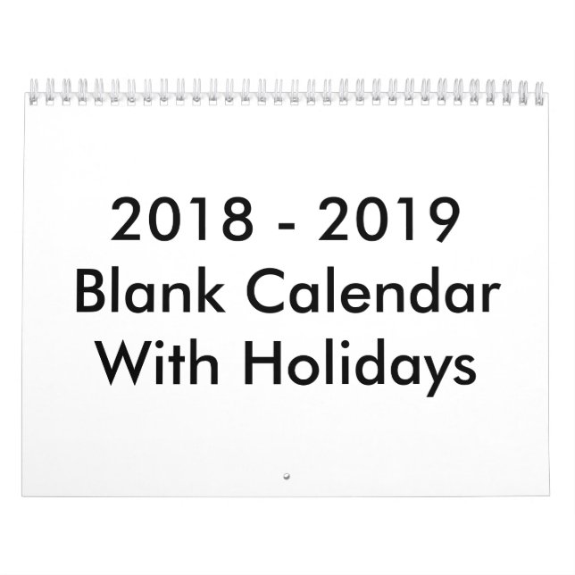 24 Months Blank Calendar 2018- 2019 With Holidays (Cover)