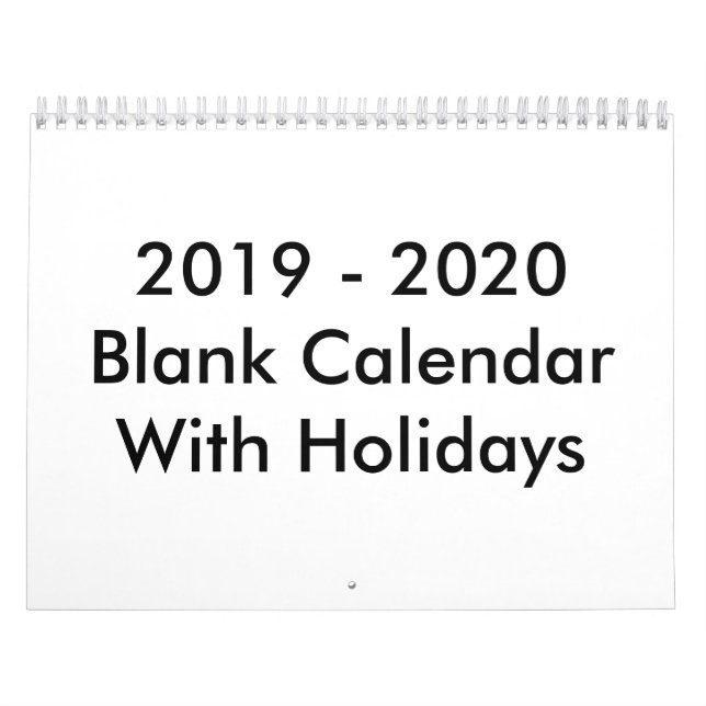 24 Months Blank Calendar 2019 - 2020 With Holidays (Cover)