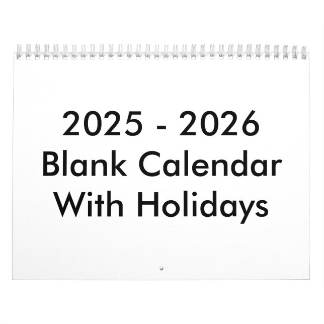 24 Months Blank Calendar 2025-2026 With Holidays (Cover)