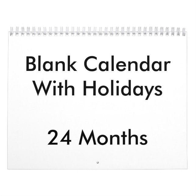 24 Months Blank Calendar With Holidays (Cover)