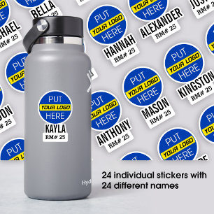 24 Names Stickers with Your School Logo