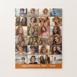 24 Photo Collage - Custom Text - Modern Minimal Jigsaw Puzzle