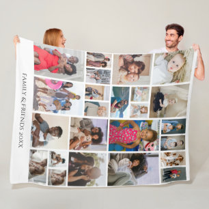 24 Photo Collage Family Personalised Fleece Blanket