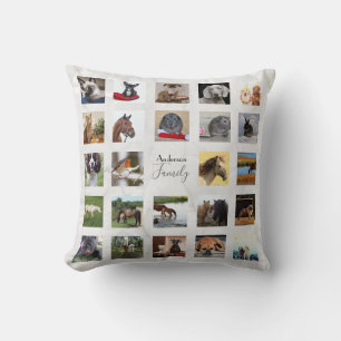 24 PHOTO COLLAGE Keepsake - Grey Marble Cushion