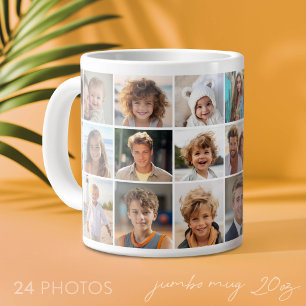 24 Photo Collage - Minimal Grid White Large Coffee Mug