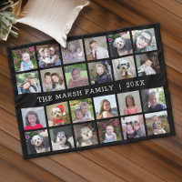 24 Photo Collage with Family Name Date - black