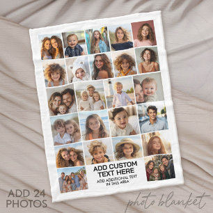 24 Photo Collage with Text Box Fleece Blanket