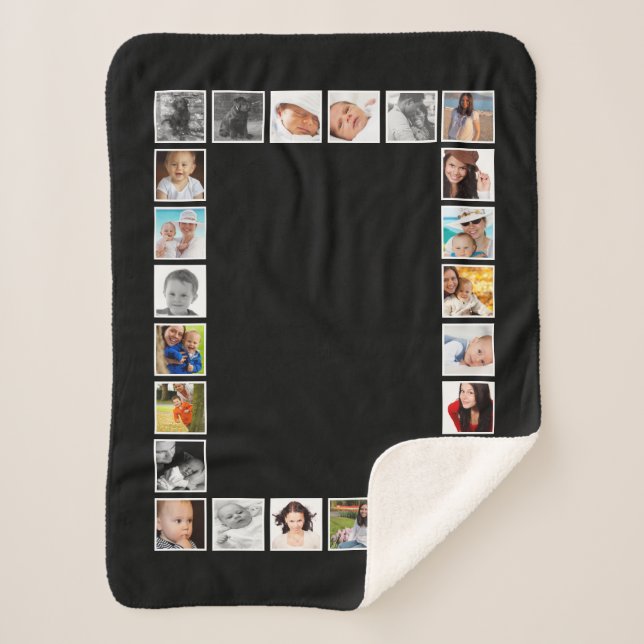 24 Photo DIY Collage Personalised Sherpa Blanket (Front)