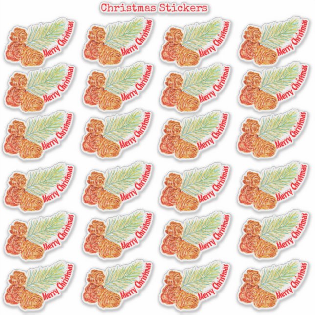 24 Piece Decorative Red Merry Christmas Stickers (Front)