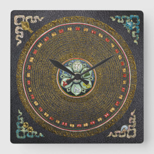 [24] Round Tibetan “OM” Mantra Mandala Square Wall Clock