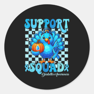 24 Support Squad Diabetes Awareness Turkey Kids Bo Classic Round Sticker