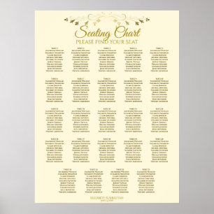 24 Table Chic Gold & Cream Wedding Seating Chart
