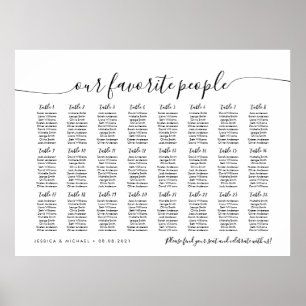 24 Table Elegant Our Favourite People Seating Char Poster