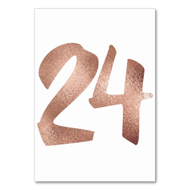 24 Table  Number White Metallic Pink Rose Gold Table Number (Back)