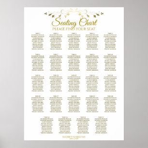 24 Table Simple Chic Gold Wedding Seating Chart