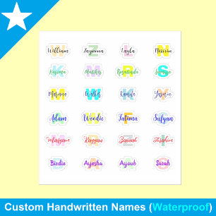 24 Transparent Monogram Names, Waterproof Stickers