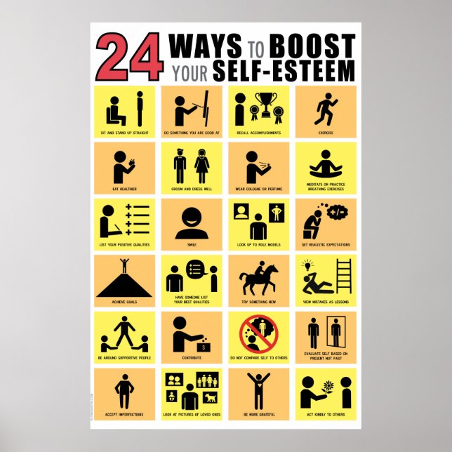 24 WAYS TO BOOST YOUR SELF-ESTEEM POSTER (Front)