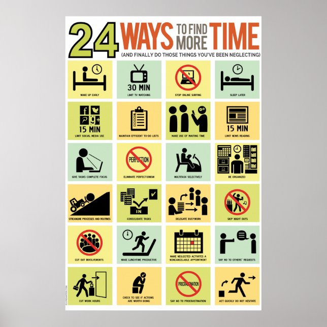 24 Ways to Find More Time Poster (Front)