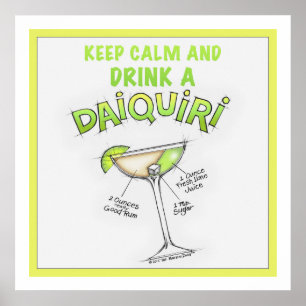 24" X 24" DAIQUIRI RECIPE COCKTAIL ART POSTER