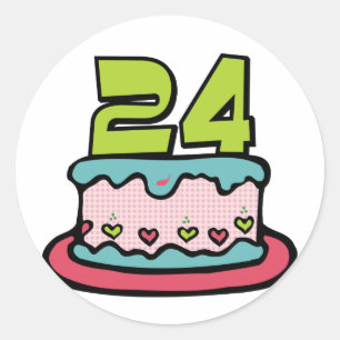 24 Year Old Birthday Cake Classic Round Sticker