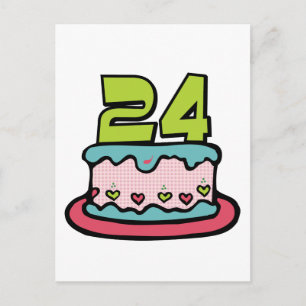 24 Year Old Birthday Cake Postcard