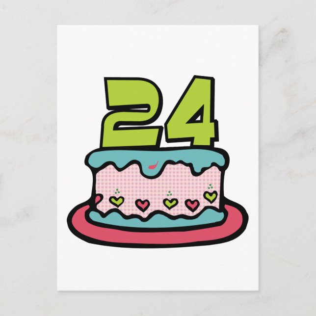 24 Year Old Birthday Cake Postcard (Front)