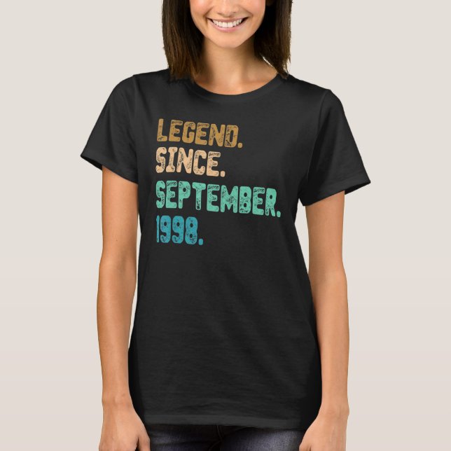24 Year Old Legend Since September 1998 24th Birth T-Shirt (Front)