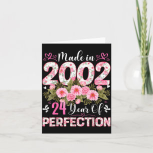 24 Year Old Made in 2002 Floral 24th Birthday Card