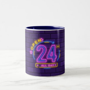 24Hr Open Neon Sign Templet Two-Tone Coffee Mug