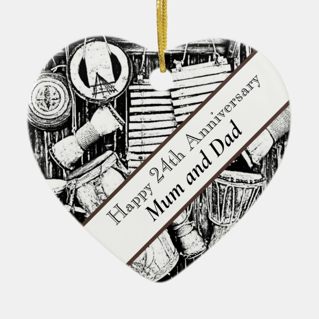 24th Anniversary editable    Ceramic Ornament (Front)