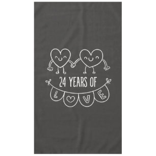 24th Anniversary Gift Chalk Hearts Tablecloth