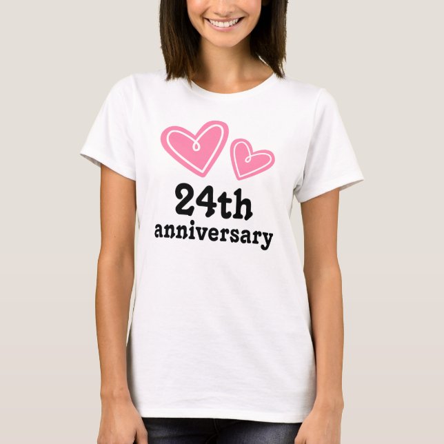 24th Anniversary Gift Hearts T-Shirt (Front)