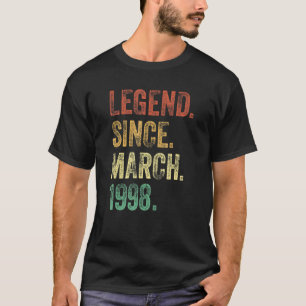 24th Birthday  24 Year Old Legend Since March 1998 T-Shirt